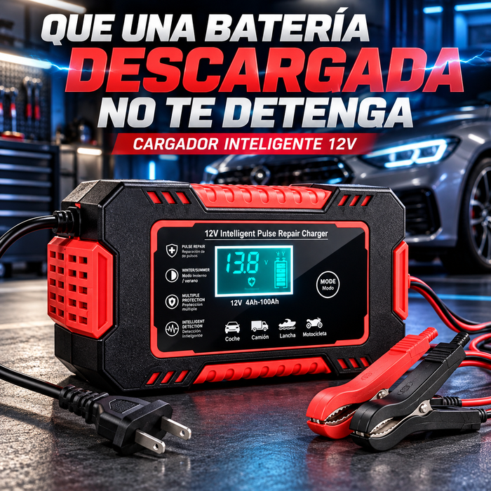 Cargador Bateria Carro Moto 12v Pantalla
