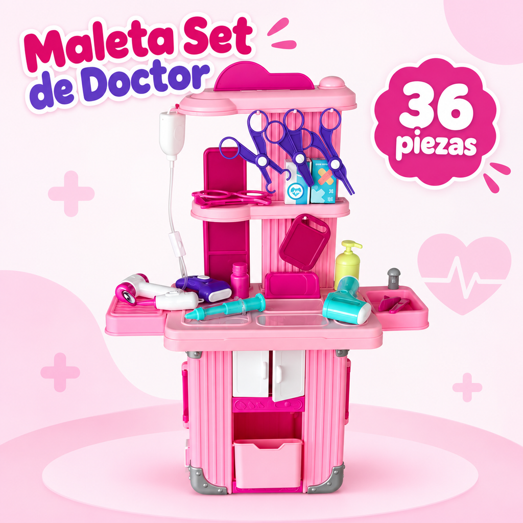 Maleta Set de Doctor con Accesorios Rosado