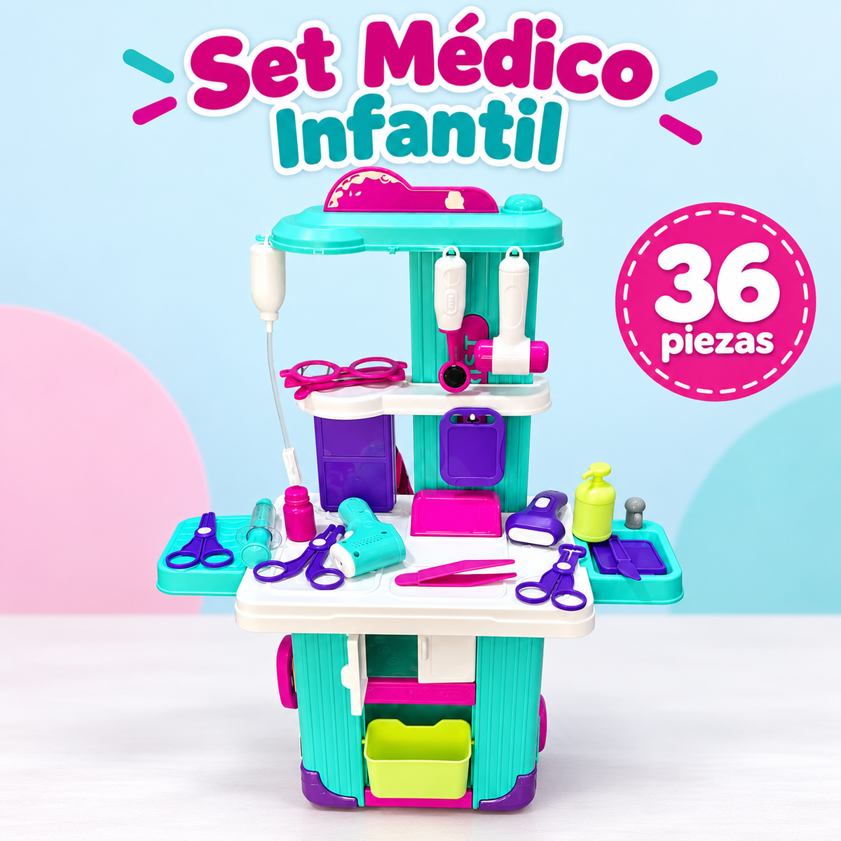 Maleta Set de Doctor con Accesorios Azul claro