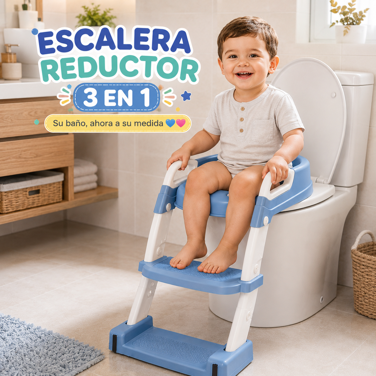 Escalera para Inodoro Infantil 3 en 1 con Reductor
