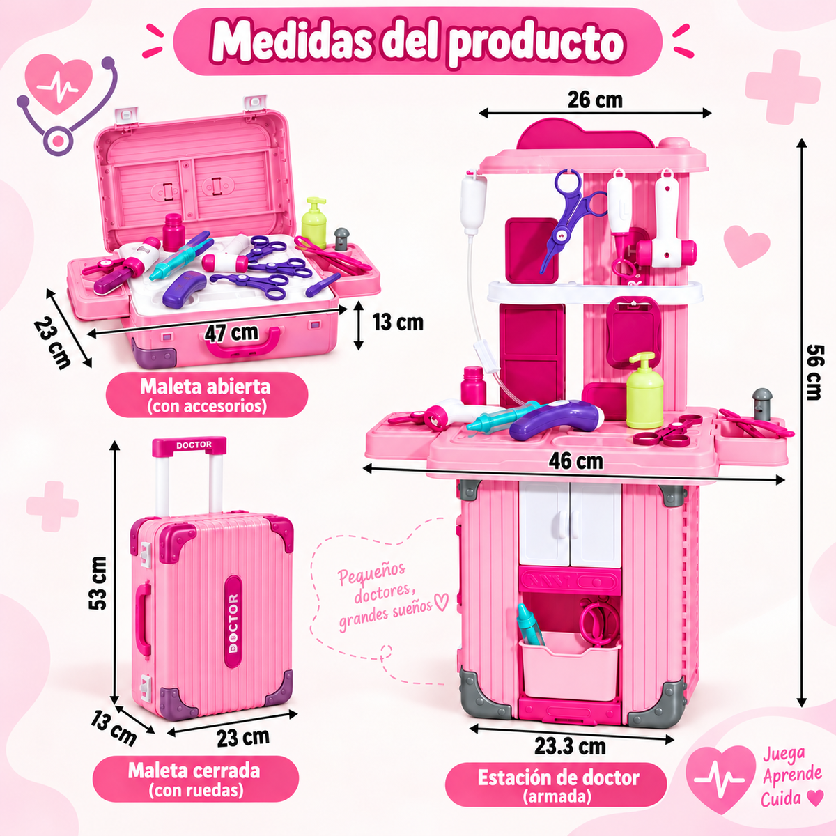 Maleta Set de Doctor con Accesorios Rosado