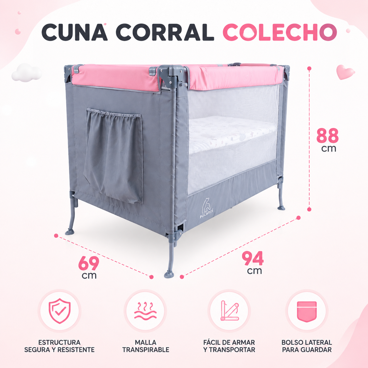 Corral Colecho para bebé ajustable