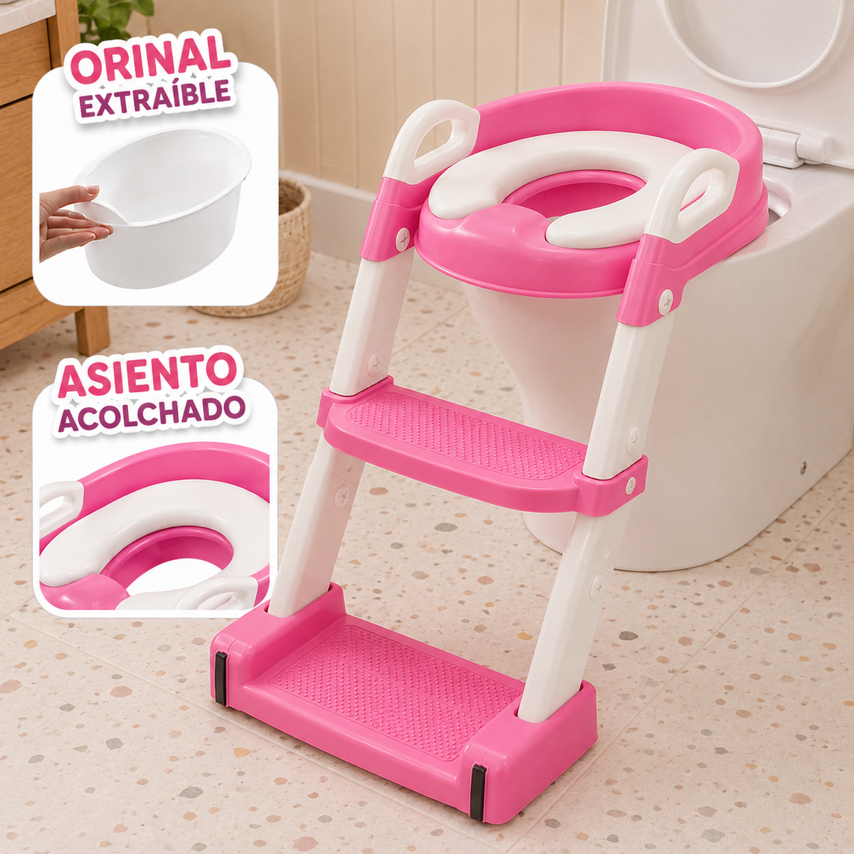 Escalera para Inodoro Infantil 3 en 1 con Reductor