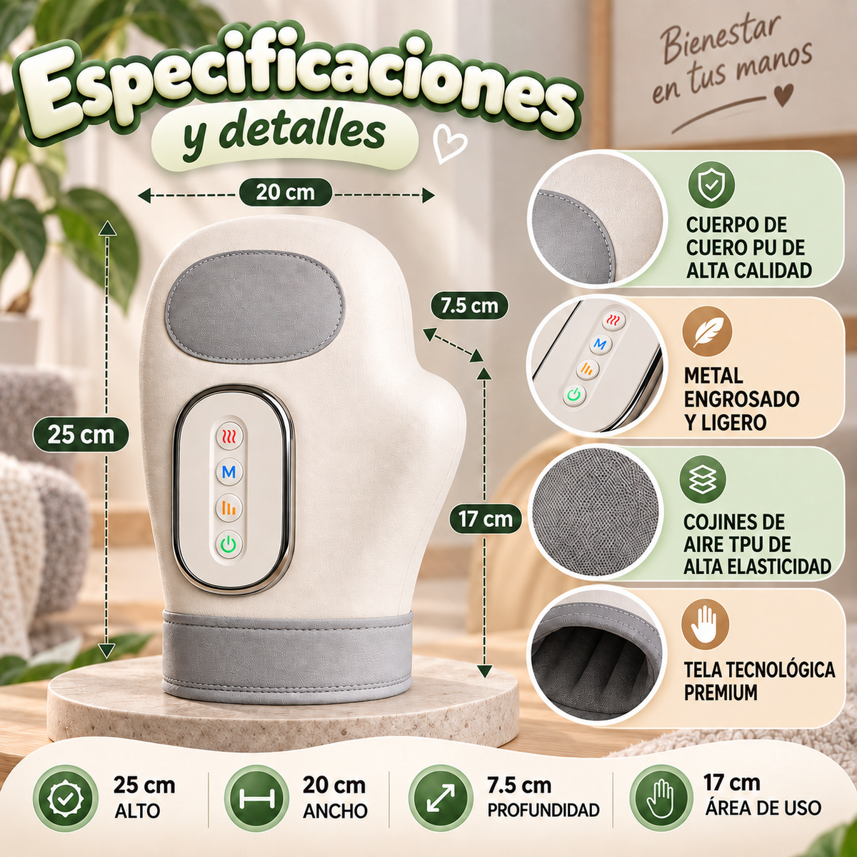 Guante masajeador de manos artritis