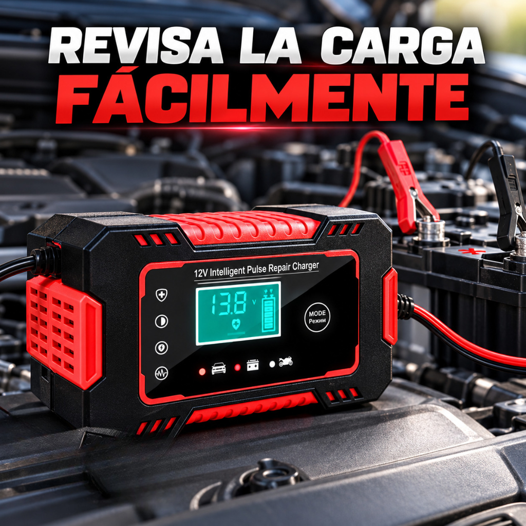 Cargador Bateria Carro Moto 12v Pantalla