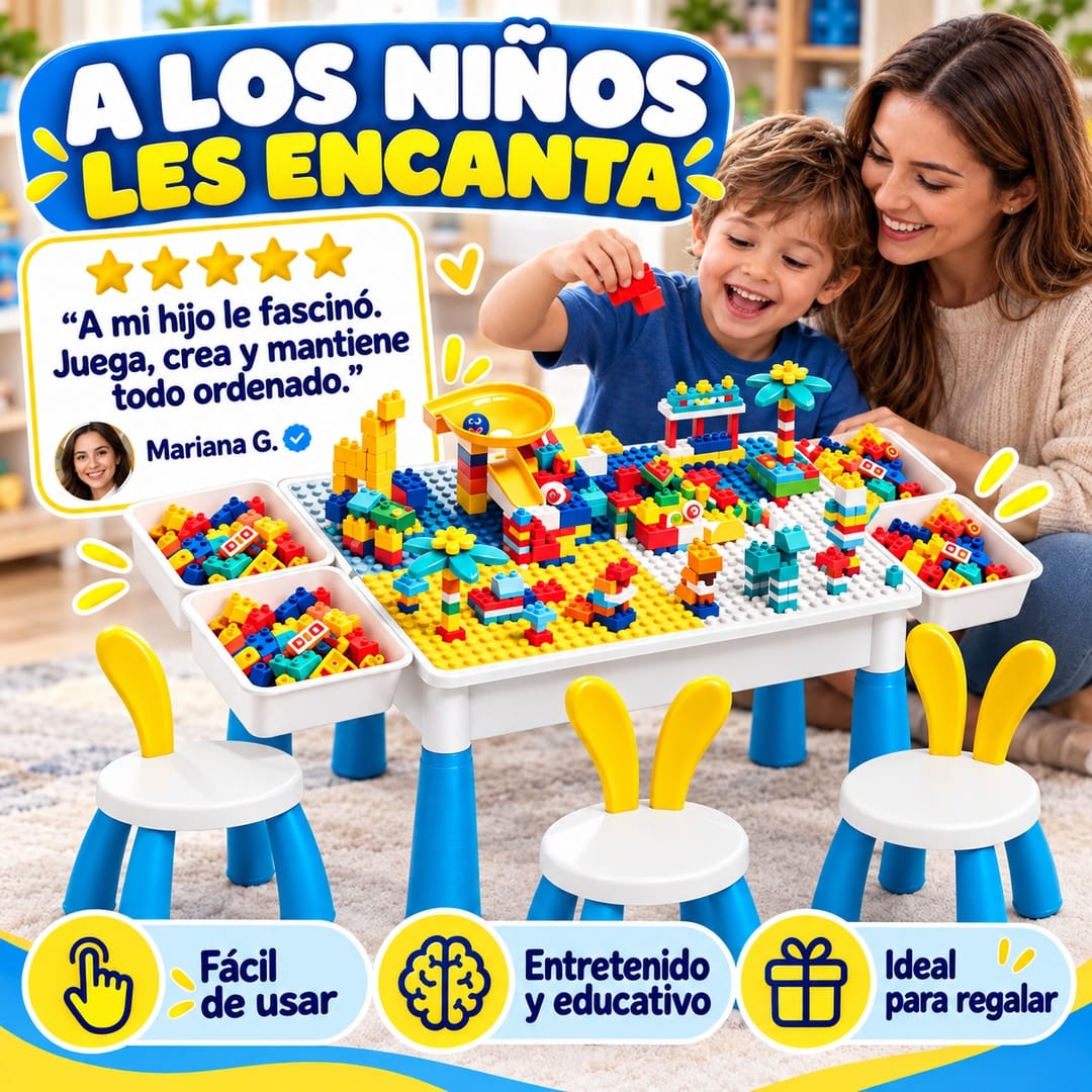 Mesa infantil de bloques de construcción