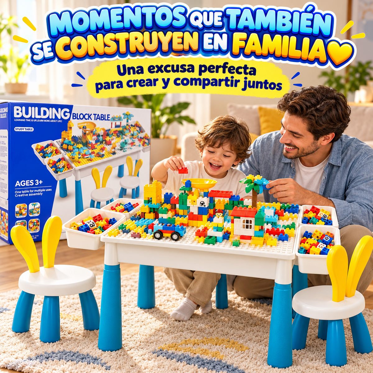 Mesa infantil de bloques de construcción