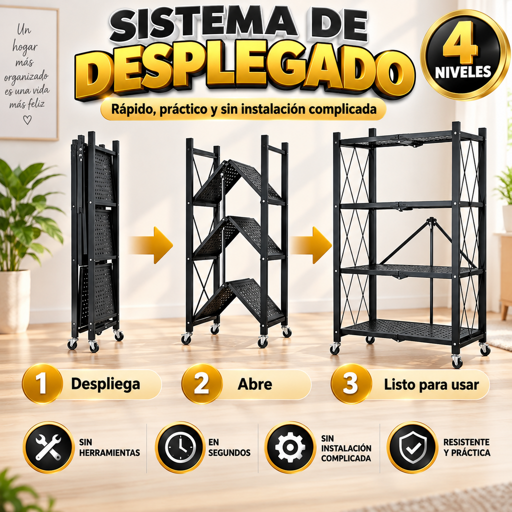 Estante 4 Niveles Plegable Metalico